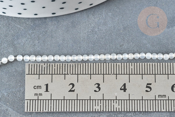 Perle jade blanc naturel ronde 2mm, x1 fil de 41 cm (G7397)