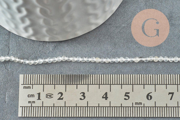 Perle jade blanche, fourniture créative, jade naturelle,jade,2mm,fil de 40 cm, x1 (G3101)