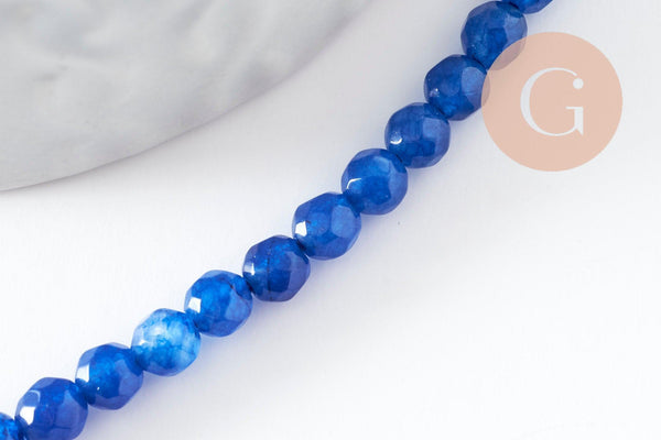 Perle jade bleu foncé jade,pierre naturelle, pierre,perle facette,jade,4mm,fil de 36cm, x1 (G0605)