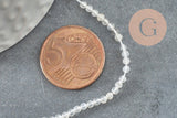 Perle jade blanche, fourniture créative, jade naturelle,jade,2mm,fil de 40 cm, x1 (G3101)