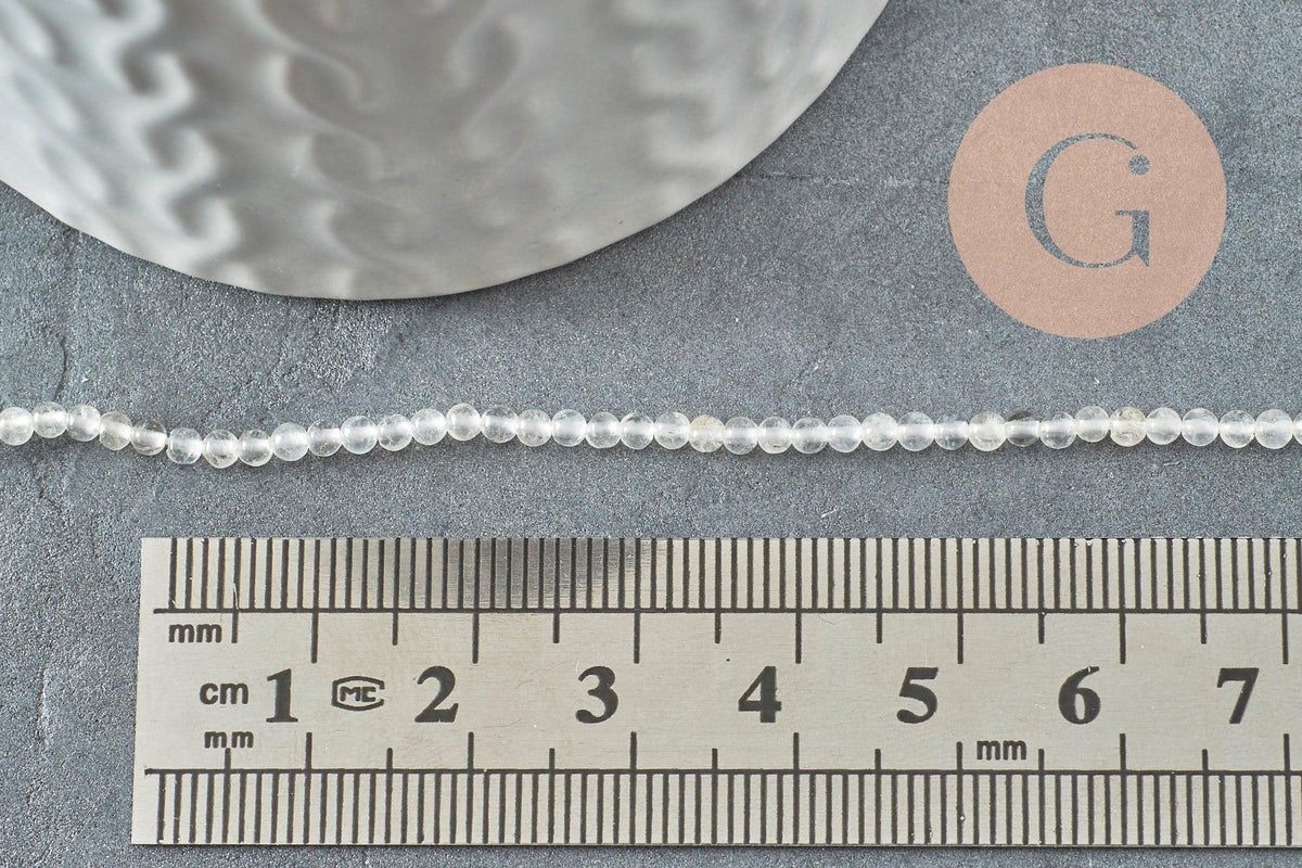 Perle jade blanche, fourniture créative, jade naturelle,jade,2mm,fil de 40 cm, x1 (G3101)