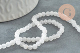 Perle jade naturel blanc facette 4mm, x1 fil de 36.5cm (G3001)