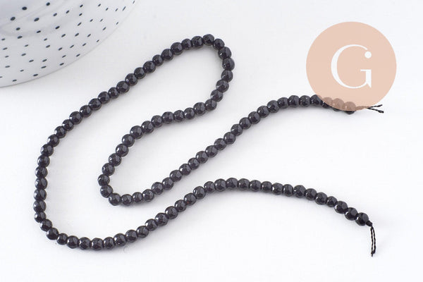 Perle jade noir, fourniture créative, perle jade,pierre naturelle,jade naturel, pierre, facette,jade,4mm,fil de 36.5 cm x1 (G0615)