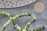 Perle jade vert olive ronde naturelle 4mm, x1 fil de 38cm (G11340)-Perles-Gingerlily Perles