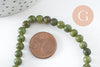 Perle jade vert olive ronde naturelle 6mm, x1 fil de 38cm (G3804)