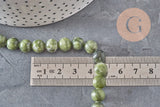 Perle jade vert olive ronde naturelle 8mm, x1 fil de 38cm (G11341)-Perles-Gingerlily Perles