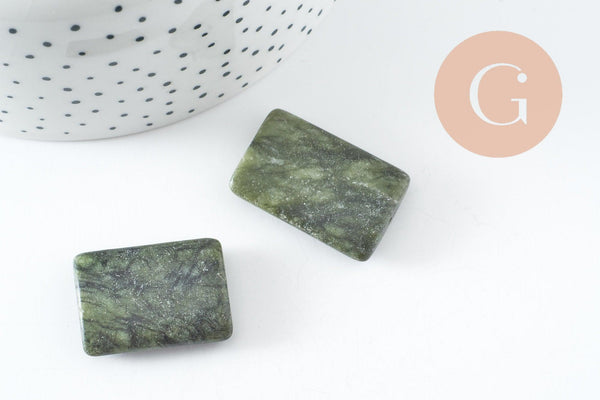 Perle jade vert oliver rectangle, fourniture créative, perles gémétrique,jade vert,pierre naturelle, perles pierre,35mm, x2 G0568