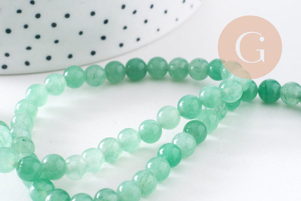 Perle jade vert ,perles rondes,perle jade,jade naturel, jade vert,pierre naturelle, 6mm, le fil de 60 perles,(G2509)