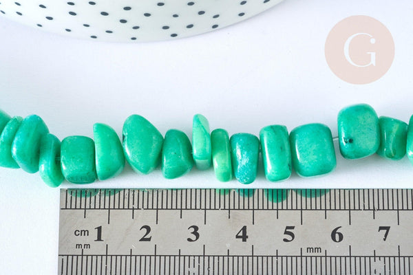 Perle jade vert teinté nugget 8-18mm, pierre naturelle pour bijoux DIY, le fil de 83cm (G7069)