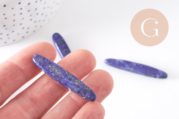 Perle longue lapis Lazulis, pierre naturelle,lapis naturel, pierre rectangle, x5 (G2711)