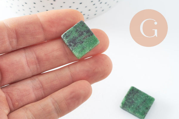 Perle losange rubis zoisite verte 17mm, perle bijou pierre x1 G2102