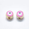 Perle mauvais œil doré émail rose zamac doré 6mm, x10 (G10316)