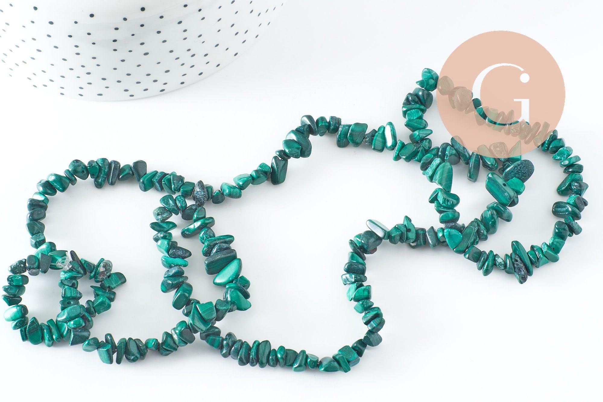 Perle nugget malachite naturelle 5-14mm, fil de 85cm x1 (G3524)