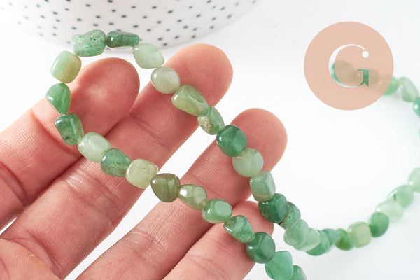 Perle nuggets aventurine ,pierre précieuse,pierre naturelle, aventurine,pierre roulée,5-7mm, x1 (G3040)