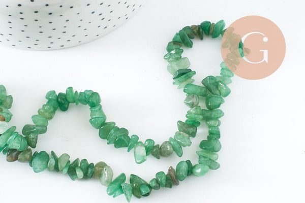 Perle nuggets chips aventurine naturelle 13-22mm, x1 fil de 81cm (G3809)