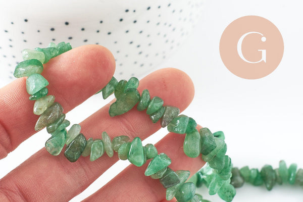 Perle nuggets chips aventurine naturelle 13-22mm, x1 fil de 81cm (G3809)