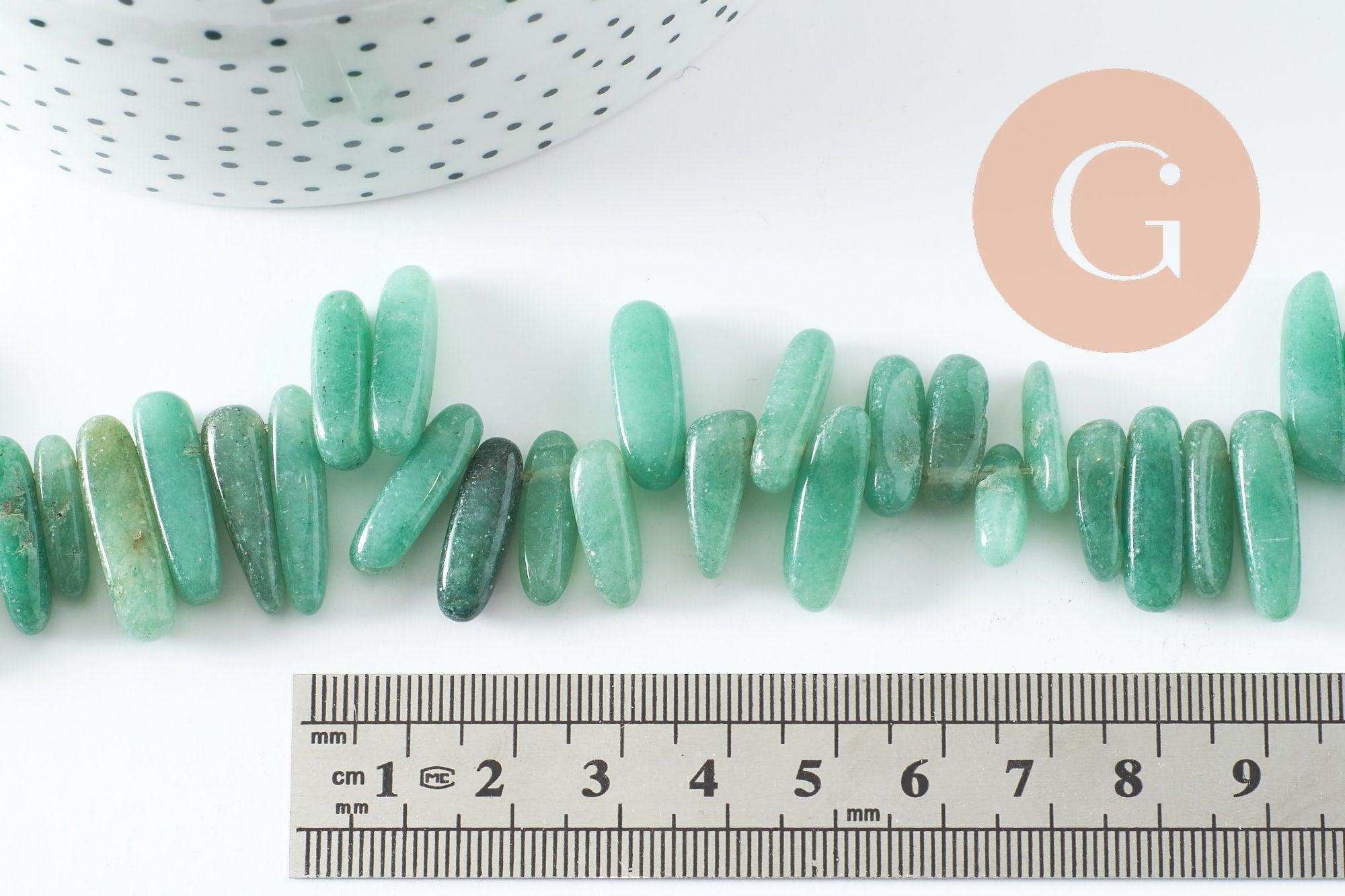 Perle ovale aventurine,pierre précieuse,pierre naturelle,pierre roulée,13-22mm,fil de 39cm, X1 (G1258)