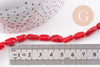 Perle ovale corail rouge, perles corail, corail rouge, corail naturel, fil 40cm,9-13mm, x1 (G0670)