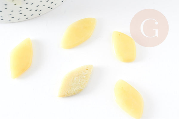 Perle ovale jade jaune feuille,pierre précieuse,pierre naturelle,jade jaune naturel,perle pierre roulée,23-33mm,x5 G1204