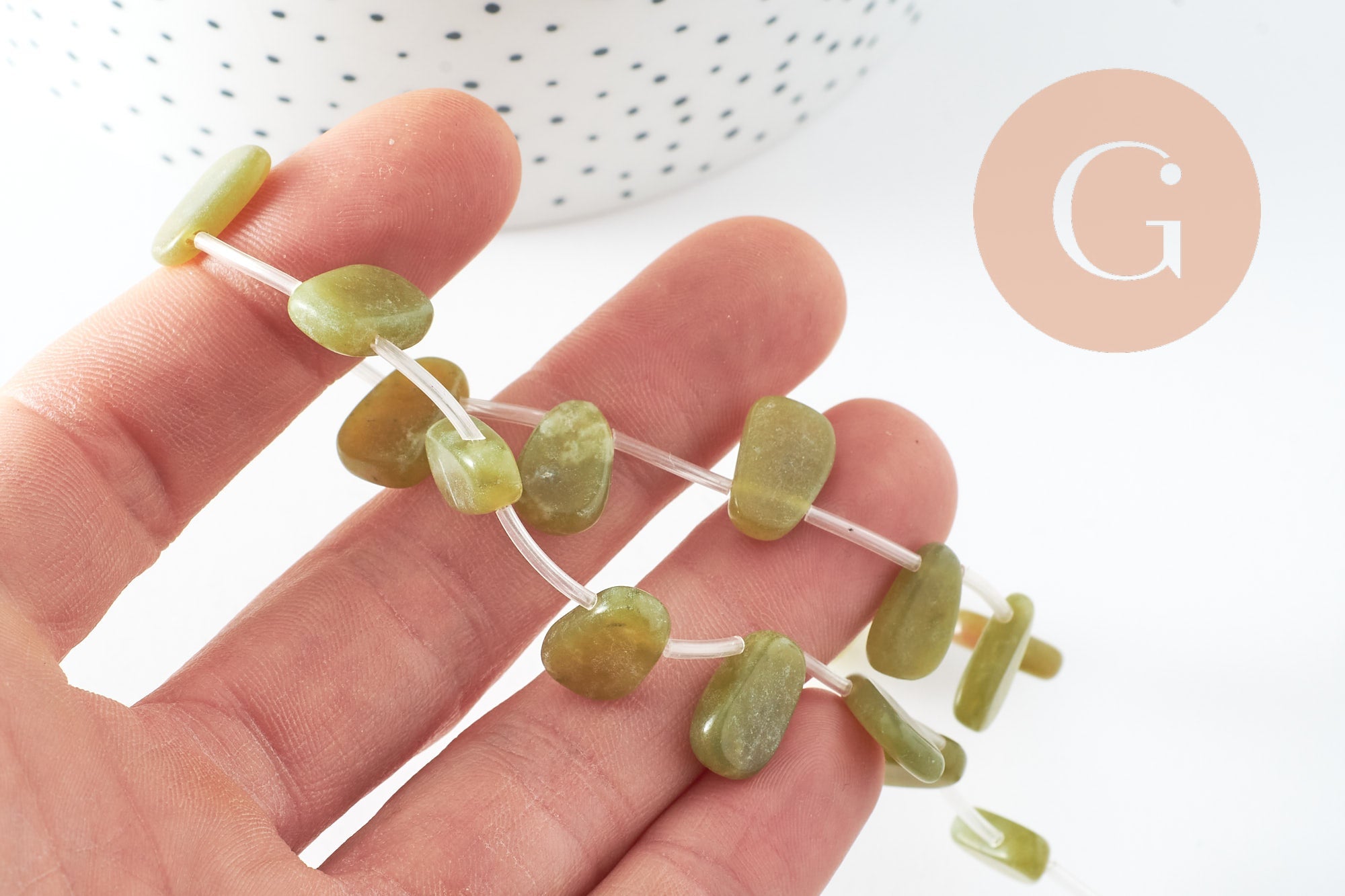 Perle ovale jade vert feuille,pierre précieuse,jade jaune naturel,perle pierre roulée 13mm, fil de 39 cm, X1 (G4162)