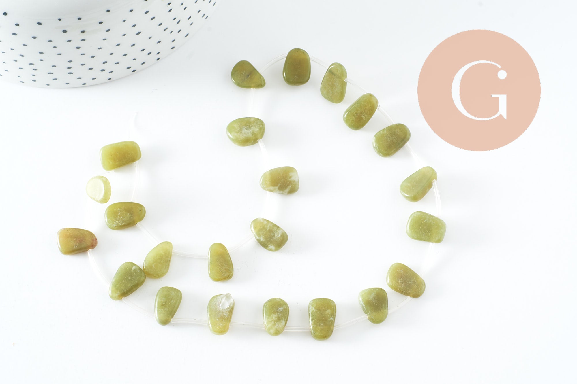 Perle ovale jade vert feuille,pierre précieuse,jade jaune naturel,perle pierre roulée 13mm, fil de 39 cm, X1 (G4162)