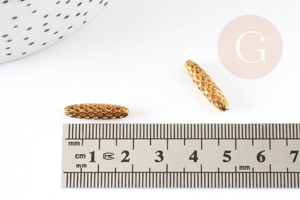 Perle ovale laiton brut,perle dentelle dorée 19mm x 5mm, création bijoux laiton brut, x5 G4883