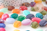 Perle ovale plate acrylique imitation pierre 19x15mm, x10 (G10489)