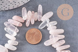 Perle ovale quartz rose naturel 13-22mm, x1 fil de 22cm (G1475)