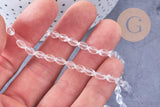 Perle ovale verre facetté transparent 6x4mm, x1 fil de 38cm (G10584)