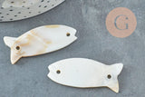 Perle poisson nacre blanche naturelle 42mm, x2 (G1055)
