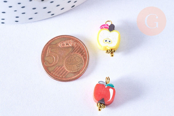 Perle polymère fruits multicolore 12x10mm, x50 G5029