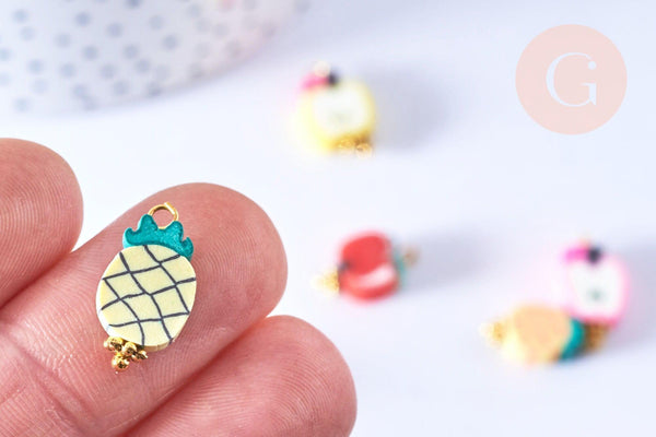 Perle polymère fruits multicolore 12x10mm, x50 G5029