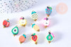 Perle polymère fruits multicolore 12x10mm, x50 G5029
