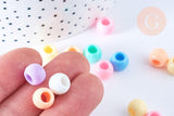 Perle pony rondelle en plastique multicolore 10mm, x 50 (G6397)