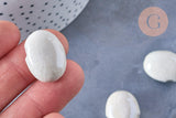 Perle porcelaine blanche ovale irisé 23.5mm, fournitures pour création de bijoux en céramique et porcelaine, x10 (G3313)