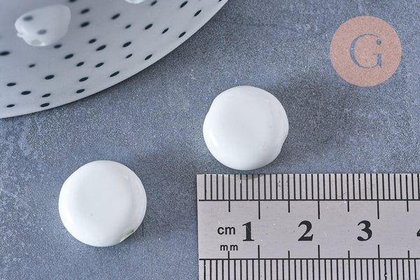 Perle porcelaine blanche, perle striées,perle céramique, céramique blanche, 15mm, x10 (G2571)