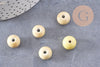 Perle porcelaine jaune pâle, perle céramique, porcelaine jaune,perle ronde, création bijoux, 1.5cm, x5 G2300