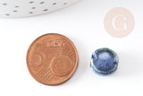 Perle porcelaine ronde bleu émaillé 10.5mm, perle céramique géométrique pour fabrication bijoux céramique, x5 (G9199)