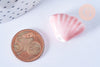Perle porcelaine rose coquillage, perle céramique géométrique fabrication bijoux en céramique rose, 22.5-23.5mm, x10 G3429