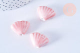 Perle porcelaine rose coquillage, perle céramique géométrique fabrication bijoux en céramique rose, 22.5-23.5mm, x10 (G3429)