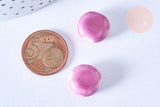 Perle porcelaine violet 15mm, perle striées,perle céramique, céramique violette, x5 (G3496)