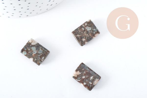 Perle rectangle Lakelandite marron naturelle 20x15mm, x5 (G8271)