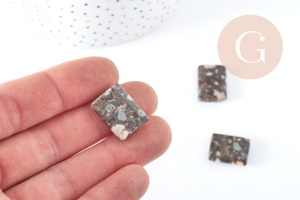 Perle rectangle Lakelandite marron naturelle 20x15mm, x5 (G8271)