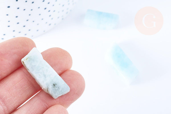 Perle rectangle aigue-marine 35-42 mm, pierre naturelle, x 2 (G6452)