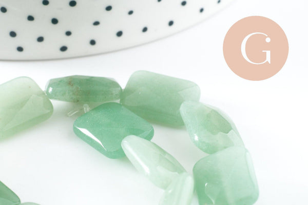 Perle rectangle aventurine naturelle, x1 fil de 21cm (G9711)