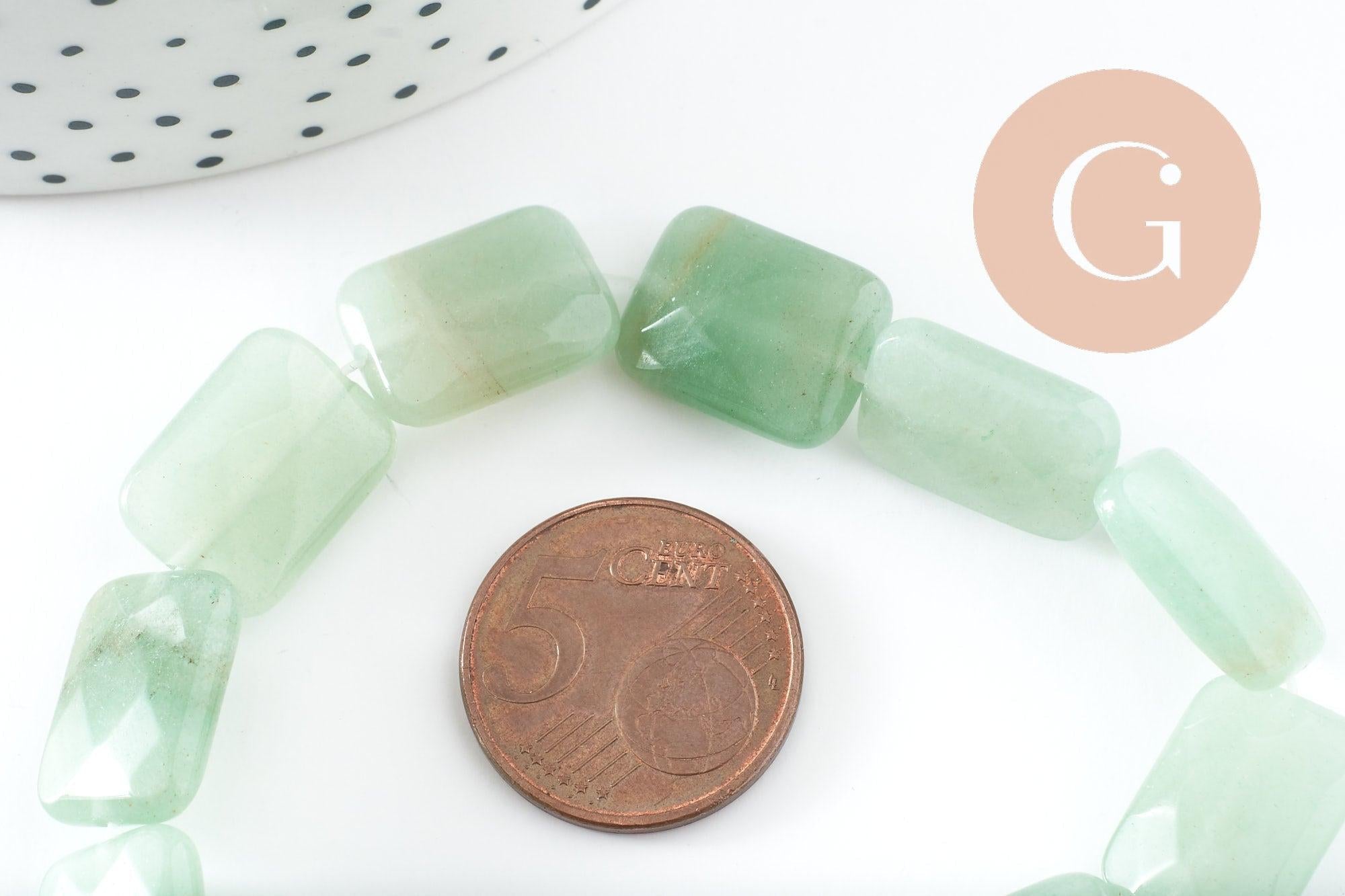 Perle rectangle aventurine naturelle, x1 fil de 21cm (G9711)
