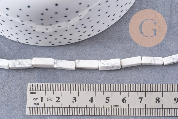 Perle rectangle howlite blanche, perle howlite,pierre naturelle,howlite naturelle,perle pierre,13mm, x1 fil de 41cm (G3014)