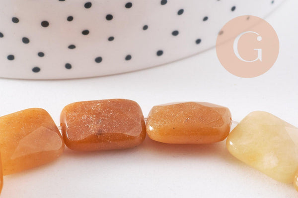 Perle rectangle jade jaune naturel, 16mm, x1 fil de 21cm (G2742)