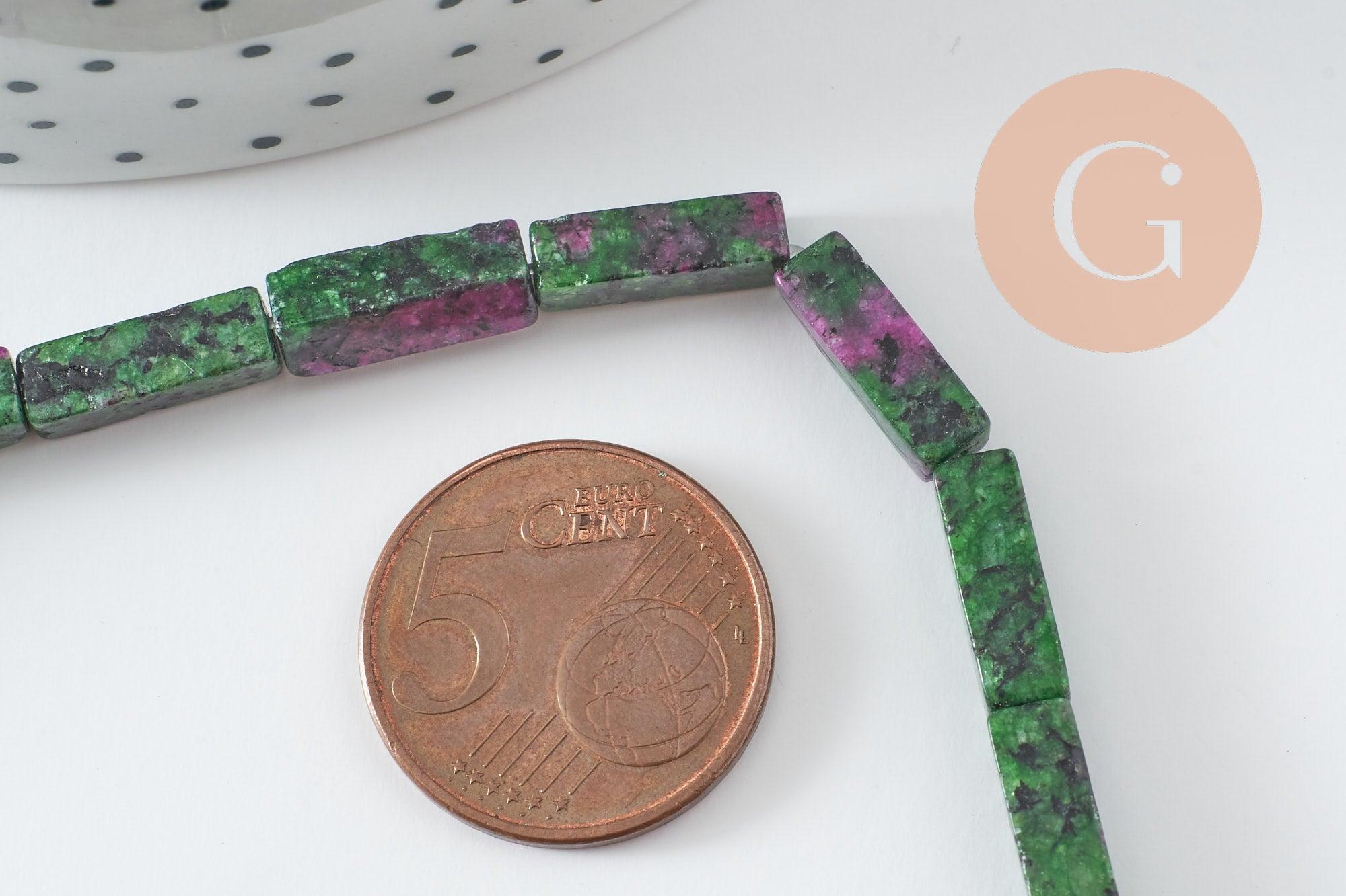 Perle rectangle rubis zoisite naturelle 13mm, x1 fil de 40cm (G1798)