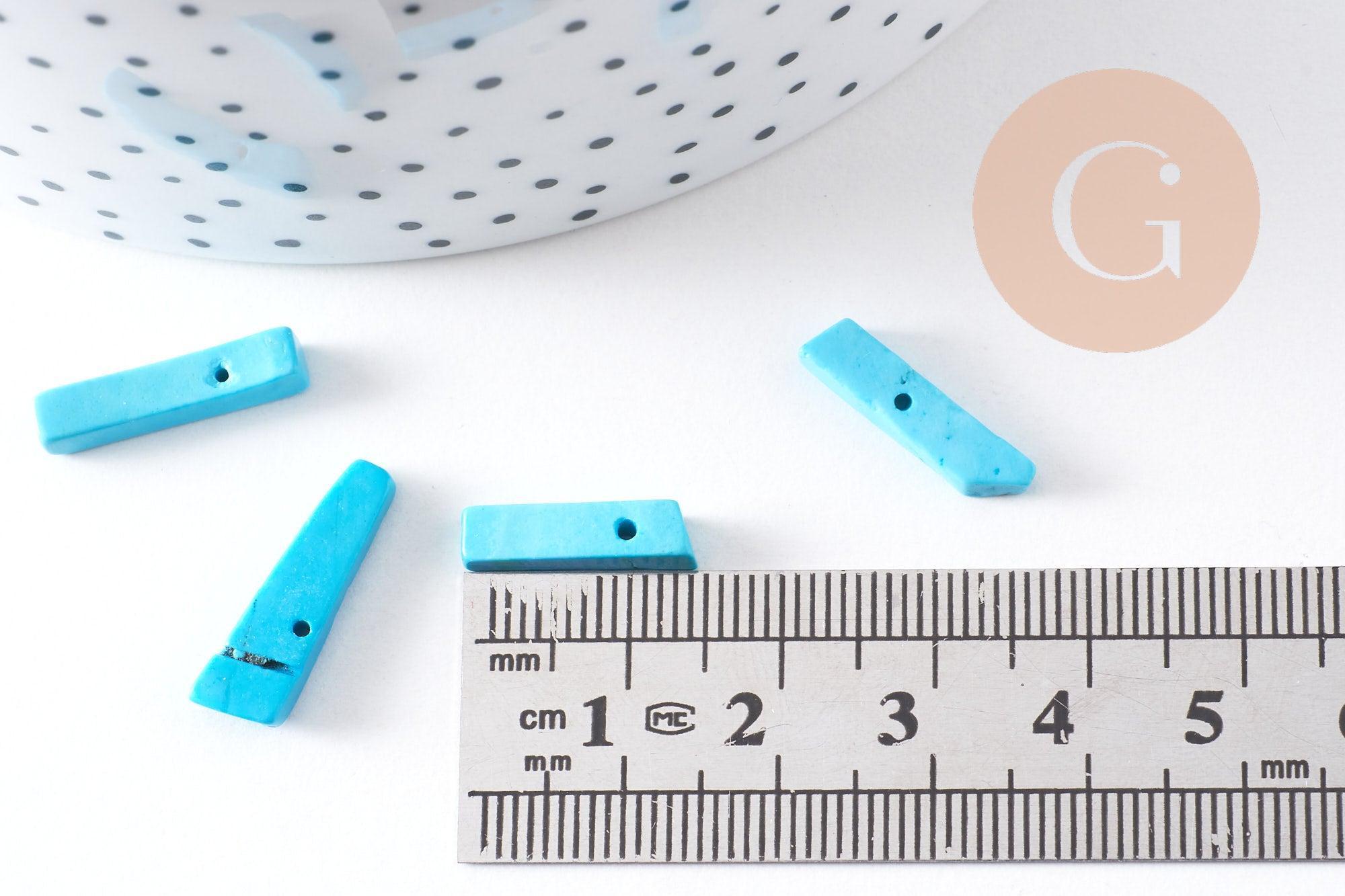 Perle rectangulaire howlite turquoise, howlite naturelle, perle turquoise, perle pierre, x10 (G2029)
